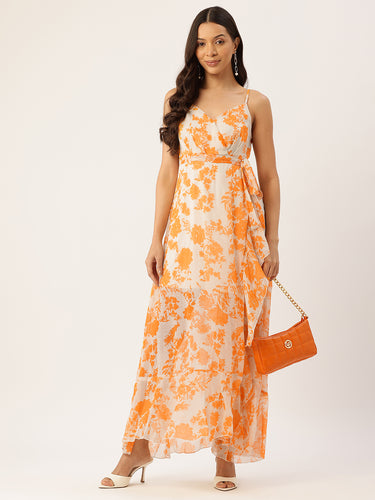 Floral Print Maxi Wrap Dress